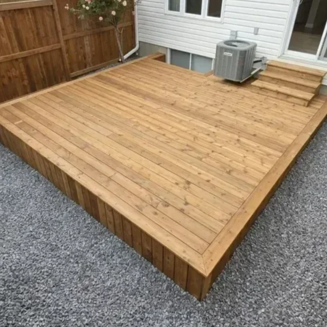 Floating deck with gravel around