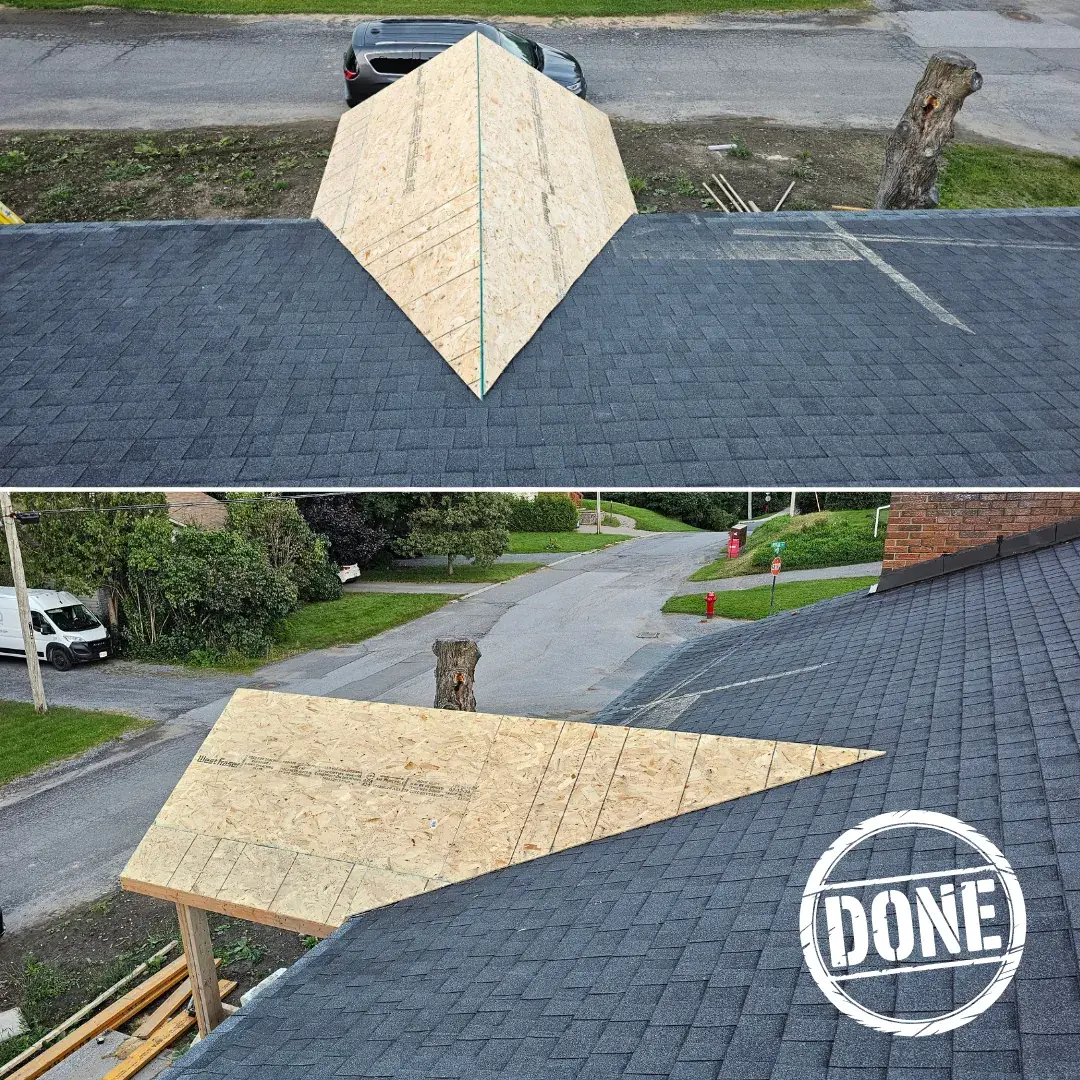 Gabled porch roof — Rough Carpentry Contractors; Finish Carpentry Services Ontario; O.Reg. 332/12 compliant portfolio